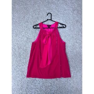 J Crew Sleeveless Velvet Top Blouse Womens Small Pink Bow Tie Party